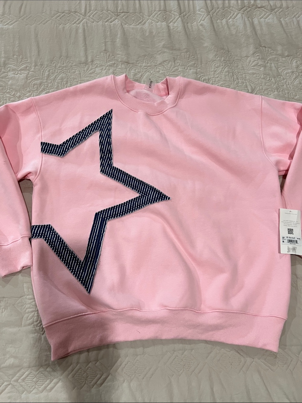 NEW Pink Star Appliqué Sweatshirt SZ S